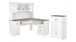 L Shaped Desks with Hutch Bush Furnishings 60in W L-Shaped Desk with Hutch and Storage Cabinet with File Drawer