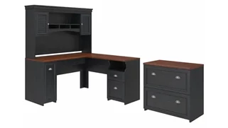 L Shaped Desks with Hutch Bush Furniture 60in W L-Shaped Desk with Hutch and Lateral File Cabinet