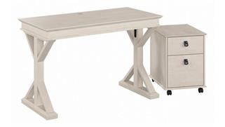 Writing Desks Bush 48in W Farmhouse Writing Desk with Mobile File Cabinet