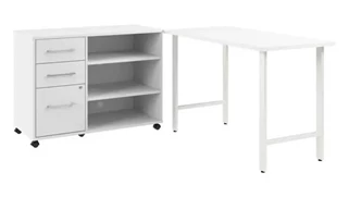 Office Suites Bush Furnishings 48in W x 24in D Computer Desk and Storage Cabinet with Drawers and Shelves