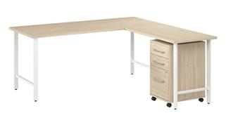 L Shaped Desks Bush 72in W x 30in D L-Shaped Computer Desk with 3 Drawer Mobile File Cabinet