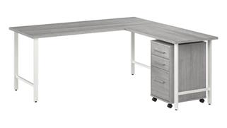 L Shaped Desks Bush 72in W x 30in D L-Shaped Computer Desk with 3 Drawer Mobile File Cabinet