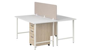 Workstations & Cubicles Bush Furnishings 2 Person Computer Desk with Mobile File Cabinets, Power Grommets, and Privacy Screen
