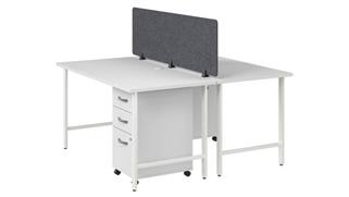 Workstations & Cubicles Bush Furnishings 2 Person Computer Desk with Mobile File Cabinets, Power Grommets, and Privacy Screen