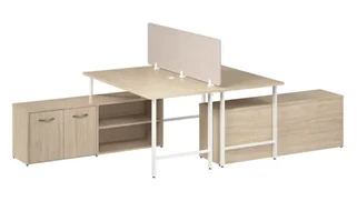 Workstations & Cubicles Bush Furnishings 2 Person Computer Desk with Low Storage Cabinets, Power Grommets, and Privacy Screen