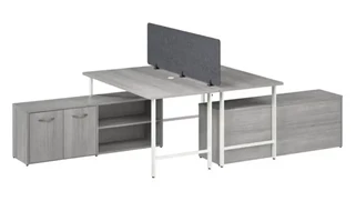 Workstations & Cubicles Bush Furnishings 2 Person Computer Desk with Low Storage Cabinets, Power Grommets, and Privacy Screen