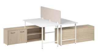 Workstations & Cubicles Bush Furnishings 2 Person Computer Desk with Low Storage Cabinets, Power Grommets, and Privacy Screen