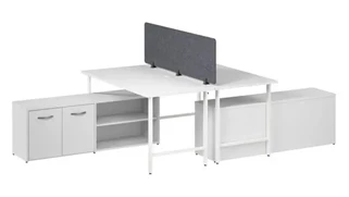Workstations & Cubicles Bush Furnishings 2 Person Computer Desk with Low Storage Cabinets, Power Grommets, and Privacy Screen
