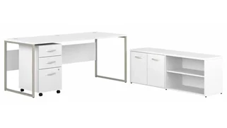 Office Suites Bush Furnishings 72in W x 30in D Computer Table Desk with Storage and Assembled Mobile File Cabinet