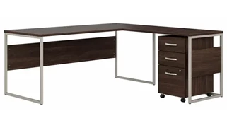 L Shaped Single Pedestal Desks Bush Furniture 72in W x 72in D L-Shaped Table Desk with Assembled Mobile File Cabinet