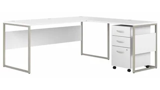 L Shaped Single Pedestal Desks Bush Furniture 72in W x 72in D L-Shaped Table Desk with Assembled Mobile File Cabinet