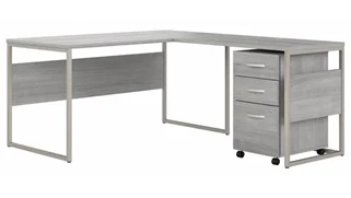 L Shaped Single Pedestal Desks Bush Furniture 60in W x 72in D L-Shaped Table Desk with Mobile File Cabinet