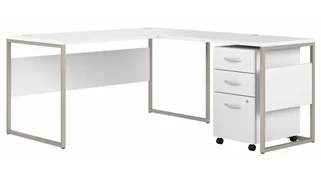 L Shaped Single Pedestal Desks Bush Furniture 60in W x 72in D L-Shaped Table Desk with Mobile File Cabinet