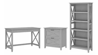 Office Suites Bush Furnishings 48in W Writing Desk with 2 Drawer Lateral File Cabinet and 5 Shelf Bookcase