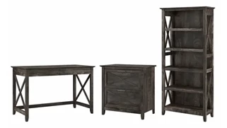 Office Suites Bush Furnishings 48in W Writing Desk with 2 Drawer Lateral File Cabinet and 5 Shelf Bookcase