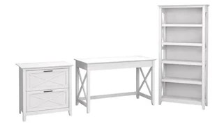 Office Suites Bush Furniture 48in W Writing Desk with 2 Drawer Lateral File Cabinet and 5 Shelf Bookcase