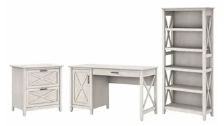 Office Suites Bush Furnishings 54in W Computer Desk with 2 Drawer Lateral File Cabinet and 5 Shelf Bookcase