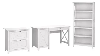 Office Suites Bush Furnishings 54in W Computer Desk with 2 Drawer Lateral File Cabinet and 5 Shelf Bookcase