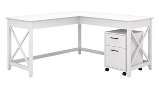 L Shaped Single Pedestal Desks Bush Furniture 60in W L-Shaped Desk with Mobile File Cabinet