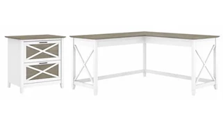 L Shaped Desk Shells Bush Furnishings 60in W L-Shaped Desk with Lateral File Cabinet