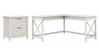 L Shaped Desk Shells Bush Furnishings 60in W L-Shaped Desk with Lateral File Cabinet