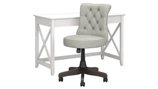 Writing Desks Bush Furnishings 48in W Writing Desk with Mid Back Tufted Office Chair