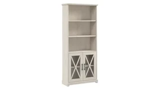 Standard Bookcases Bush Furniture Farmhouse 5 Shelf Bookcase with Glass Doors