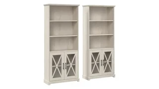 Standard Bookcases Bush Furnishings Farmhouse 5 Shelf Bookcase with Glass Doors - Set of 2