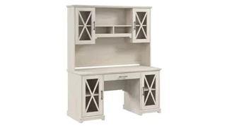 Stand-Alone Desks with Hutch Bush Furniture 60in W Farmhouse Desk with Hutch and Keyboard Tray