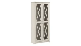 Tall Storage Cabinets Bush Furnishings Farmhouse Curio Cabinet with Glass Doors and Shelves