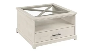 Coffee Tables Bush Furniture Farmhouse Glass Coffee Table with Storage