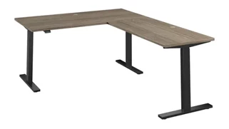 Standing Desks - Electronically Adjustable Bush Furnishings 60in W Height Adjustable L-Shaped Standing Desk