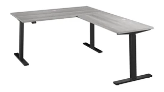 Standing Desks - Electronically Adjustable Bush Furnishings 60in W Height Adjustable L-Shaped Standing Desk