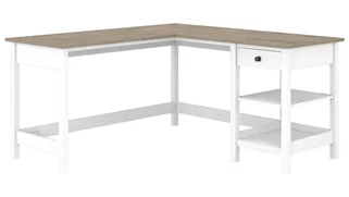 L Shaped Single Pedestal Desks Bush Furnishings 60in W L-Shaped Computer Desk with Storage