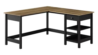 L Shaped Single Pedestal Desks Bush Furnishings 60in W L-Shaped Computer Desk with Storage