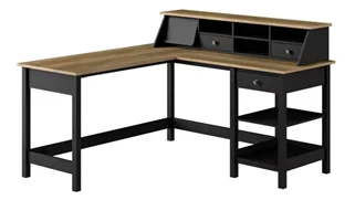 L Shaped Single Pedestal Desks Bush Furnishings 60in W L-Shaped Computer Desk with Desktop Organizer