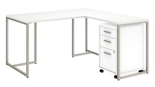 L Shaped Desks Bush 60in W L-Shaped Desk with 30in W Return and Mobile File Cabinet