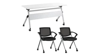 Training Tables Bush Furnishings 60in W Nesting Training Table and 2 Nesting Chairs with Arms