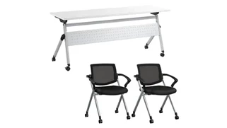 Training Tables Bush Furnishings 72in W Nesting Training Table and 2 Nesting Chairs with Arms