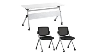 Training Tables Bush Furniture 60in W Nesting Training Table with Powered Grommets and 2 Chairs