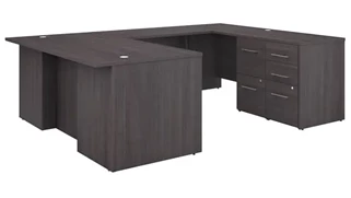U Shaped Double Pedestal Desks Bush Furniture 72in W U-Shaped Executive Desk with 3 Drawer File Cabinet - Assembled, and 2 Drawer File Cabinet - Assembled