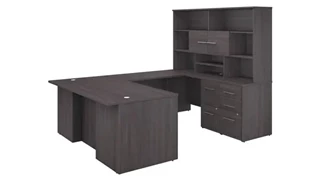 U Shaped Desks Bush Furniture 72in W U-Shaped Executive Desk with 3 Drawer File Cabinet - Assembled, 2 Drawer File Cabinet - Assembled, and Hutch