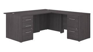 L Shaped Desks Bush 72in W L-Shaped Executive Desk with 3 Drawer File Cabinet - Assembled, and 2 Drawer File Cabinet - Assembled