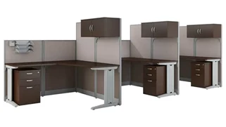Workstations & Cubicles Bush Furnishings 3 Person L-Shaped Cubicle Desks with Storage, Drawers, and Organizers