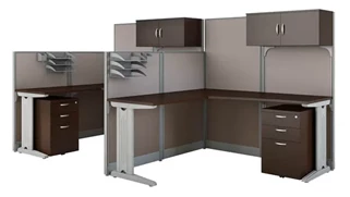 Workstations & Cubicles Bush Furnishings 2 Person L-Shaped Cubicle Desks with Storage, Drawers, and Organizers