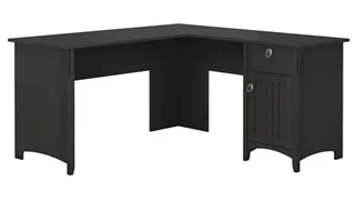 L Shaped Single Pedestal Desks Bush Furnishings 60in W L-Shaped Desk with Storage