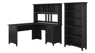 L Shaped Desks with Hutch Bush Furnishings 60in W L Shaped Desk with Hutch and 5 Shelf Bookcase