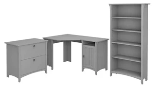 Office Suites Bush Furniture 55in W Corner Desk with Lateral File Cabinet and 5 Shelf Bookcase