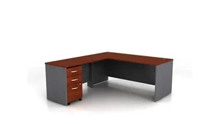 L Shaped Single Pedestal Desks Bush Furniture 72in W L-Shaped Desk and Assembled 3 Drawer Mobile File Cabinet