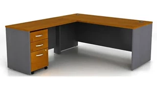 L Shaped Single Pedestal Desks Bush Furniture 72in W L-Shaped Desk and Assembled 3 Drawer Mobile File Cabinet